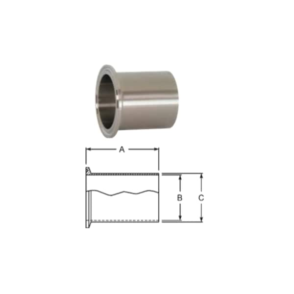 Sanitube Automated Weld Clamp Ferrule 2.250" Oal STL14AM76PL-200